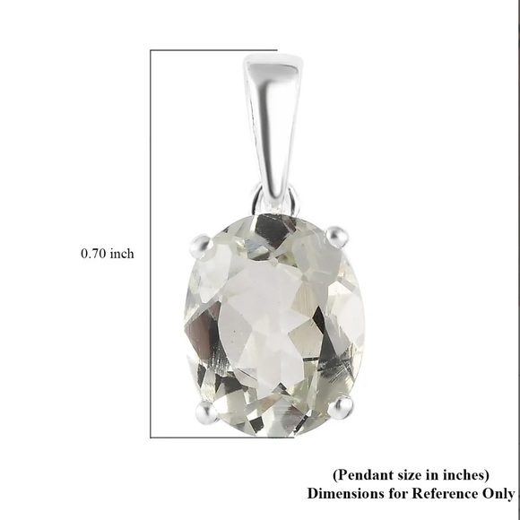 Montezuma Prasiolite Solitaire Pendant in Sterling Silver 2.35 ctw - Picture 6 of 6
